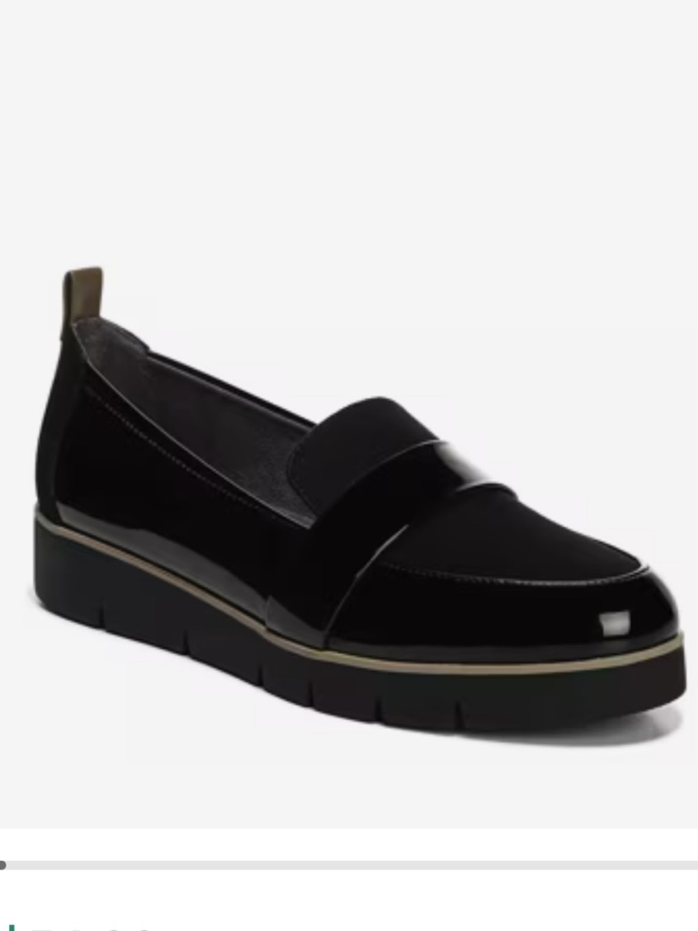 Dr. Scholl's Webster Wedge Black Faux Patent Leather Loafer Size 7.5W